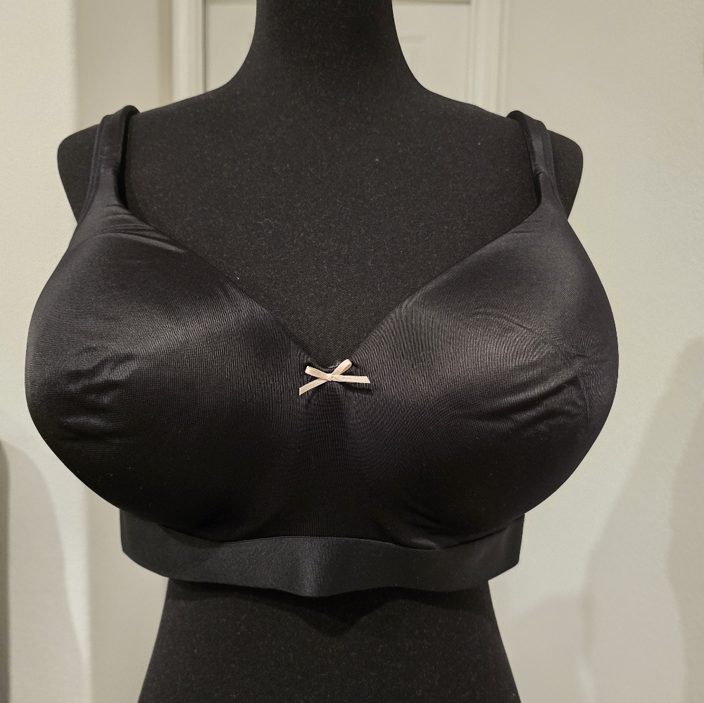 Cacique Black Satin Bra with Bow Detail
